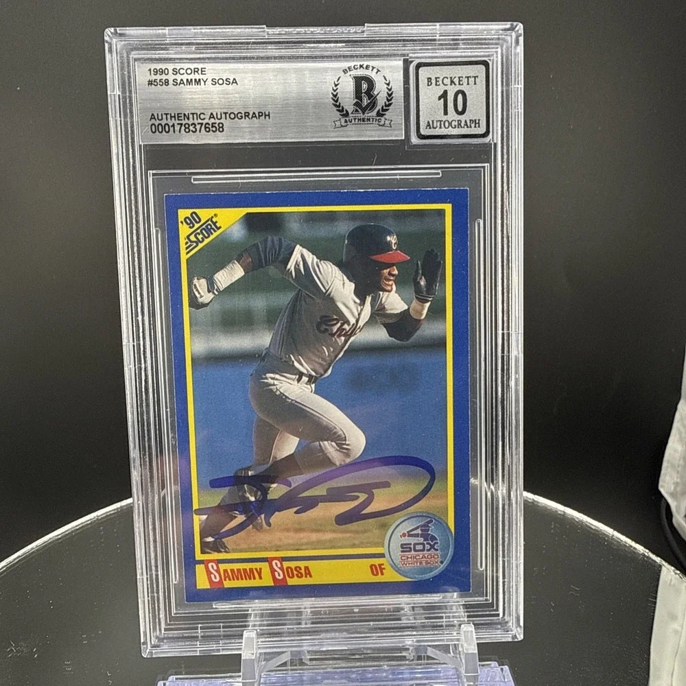 Score 1990 Sammy Sosa #558 Autographed Beckett 10 Chicago White Sox